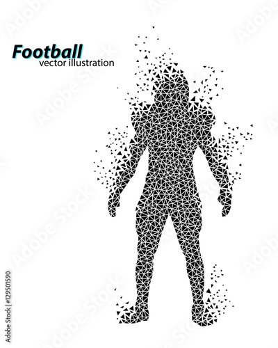 Silhouette of a football player from triangle. Rugby. American footballer