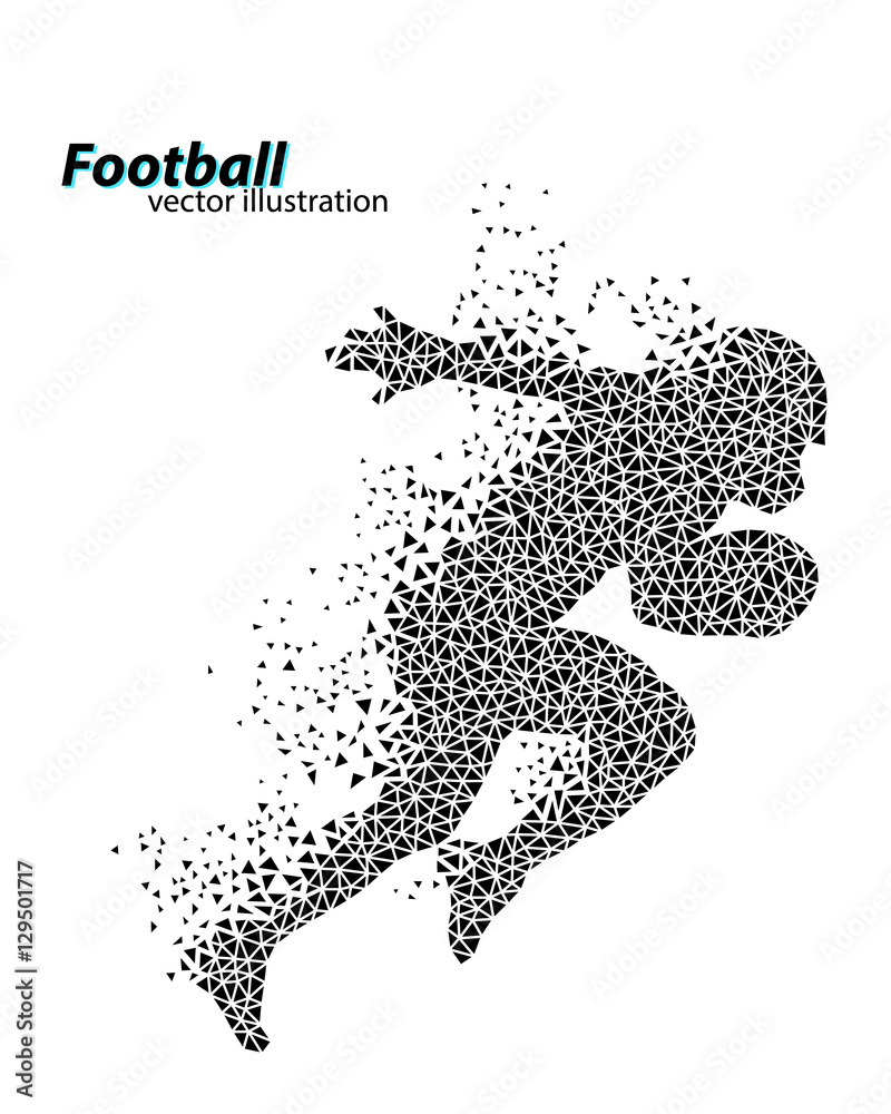 Naklejka premium Silhouette of a football player from triangle. Rugby. American footballer
