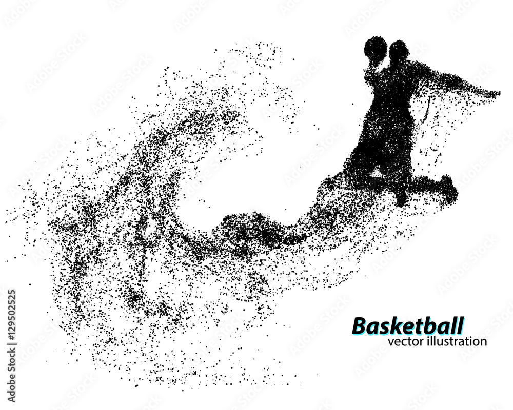 Naklejka premium Basketball player from particles.