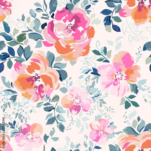 Tapety delikatna różowa akwarela przypominająca różany druk - bezszwowe tło