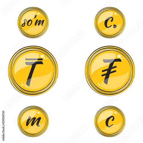 Set with Flat Asian Currency Symbols