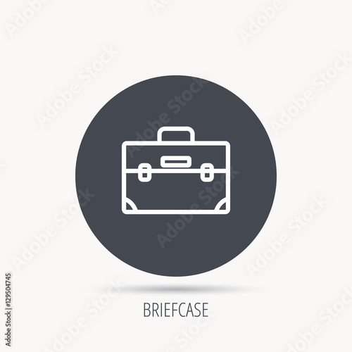 Briefcase icon. Businessman case or diplomat sign. Hand baggage symbol. Round web button with flat icon. Vector