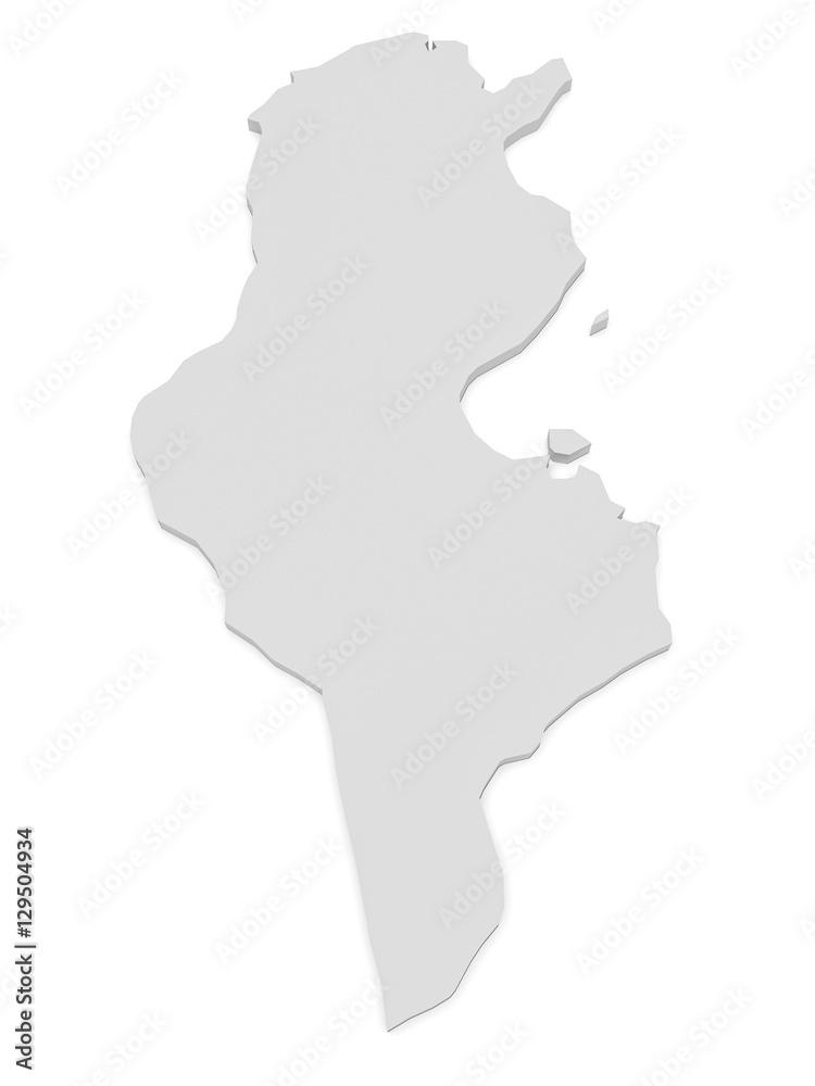 3d Illustration of Tunisia Map Isolated On White Background 3d Illustration of Tunisia Map Isolated On White Background