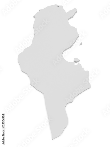 3d Illustration of Tunisia Map Isolated On White Background