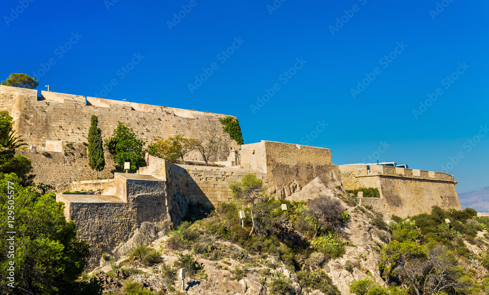Walls of Santa Barbara Castle in Alicante, Spain