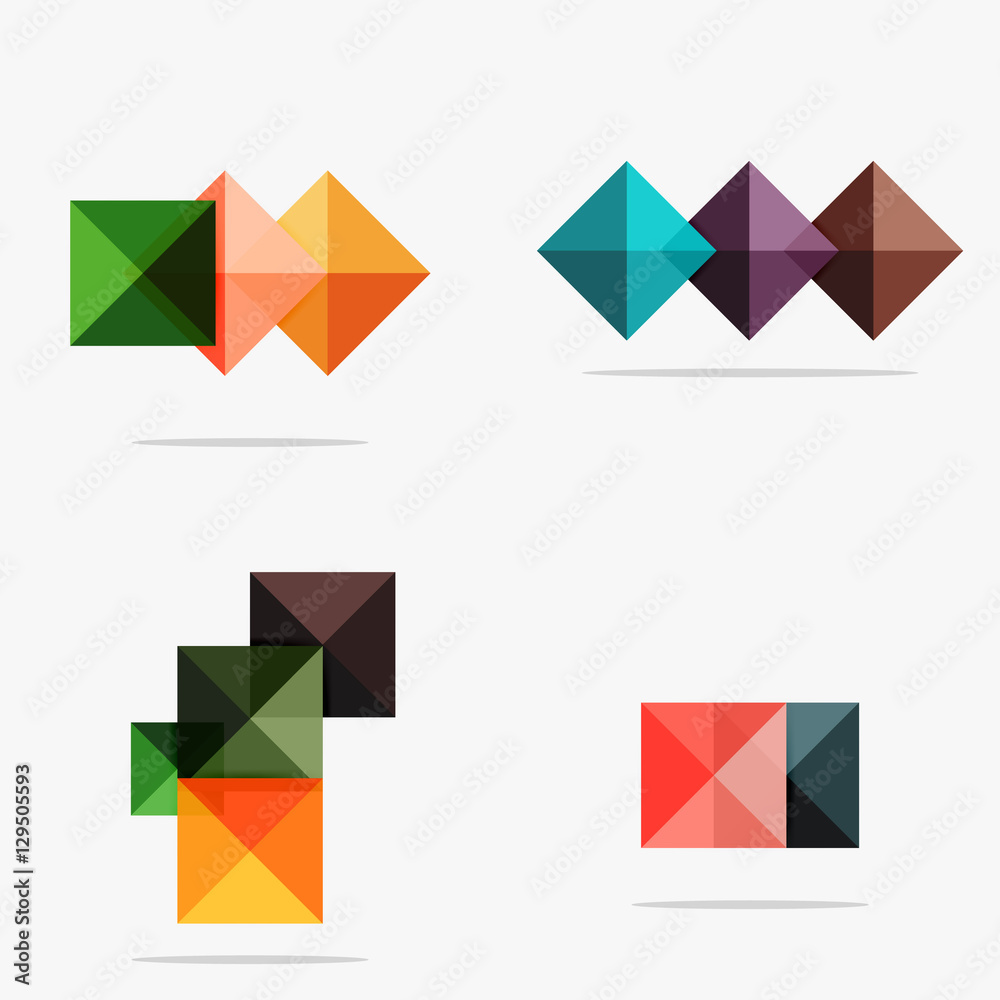 Set of square abstract backgrounds or infographics for content