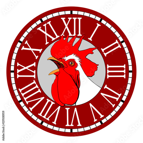 Rooster in the round watch dial.