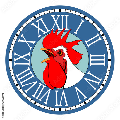 Rooster in the round watch dial.