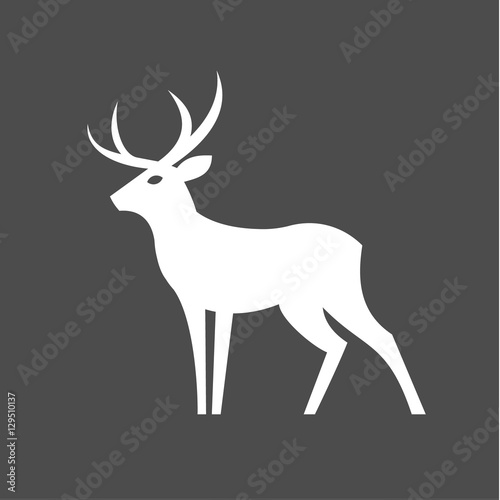 Monochrome Deer with antlers illustration for modern minimalist design  plastic form of an animal one color