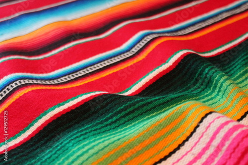 poncho Mexican cinco de mayo rug blanket serape fiesta traditional Mexico poncho background Mexican stripes copy space blanket minimal simple cinco de mayo serape pattern background  -  stock photo