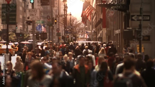 Crowded street in Manhattan. New York, USA. High view. 