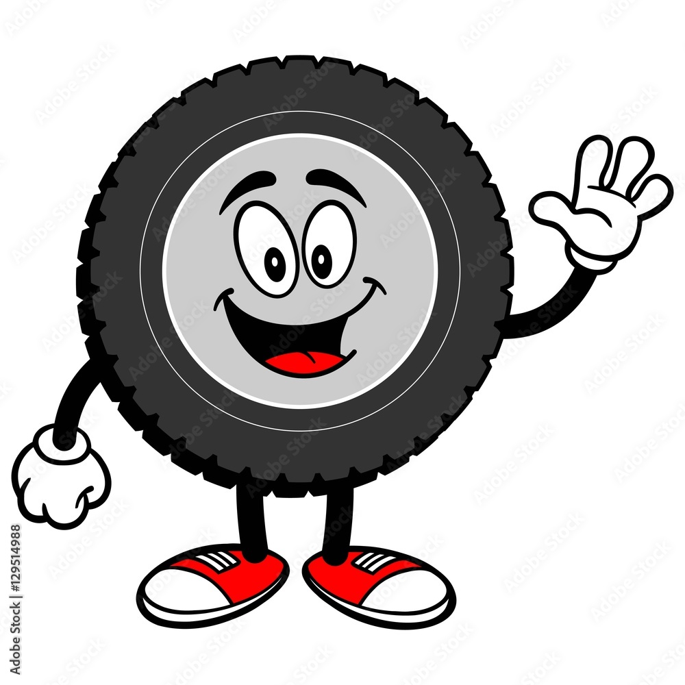 Tire Cartoon Waving Tire Cartoon Waving