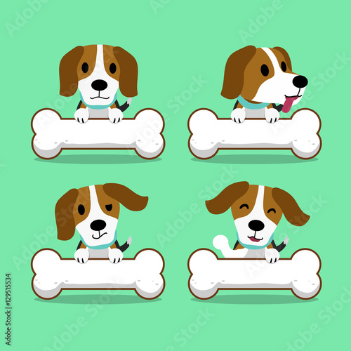 Cartoon character beagle dog with big bones