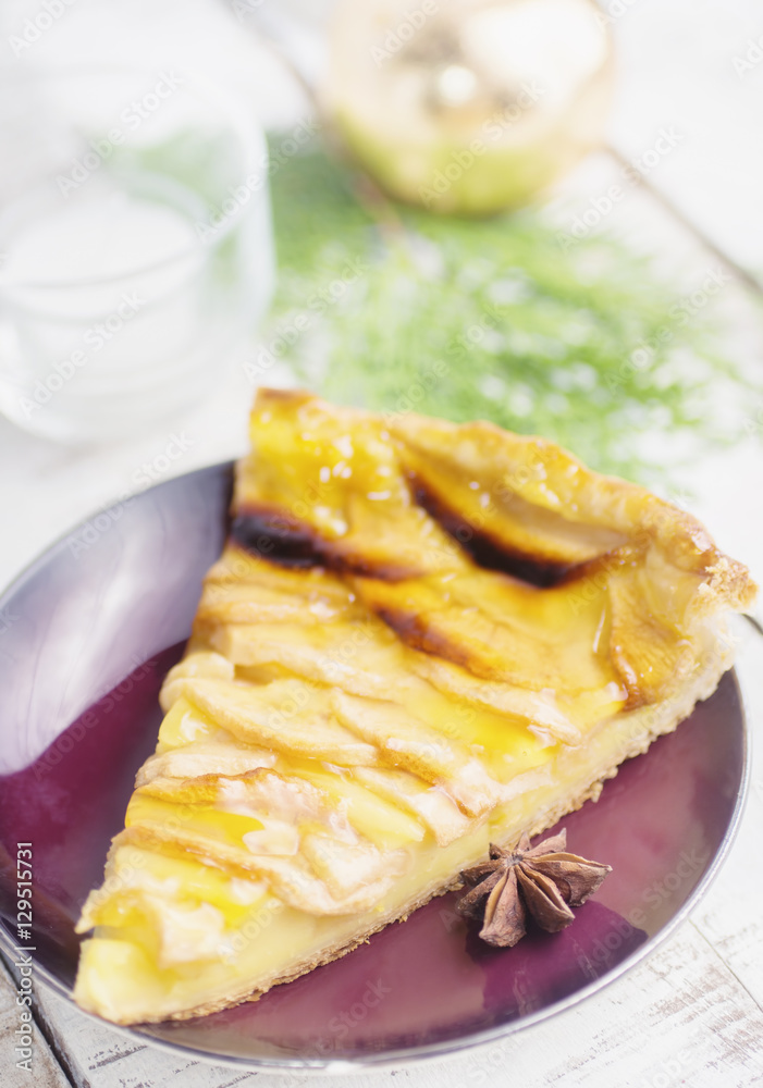Christmas apple pie on plate Christmas apple pie on plate