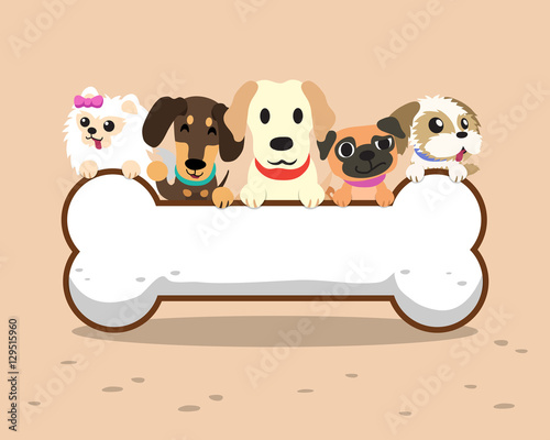 Cartoon dogs with big bone sign