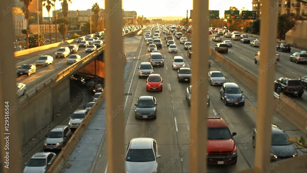 Highway Traffic Jam Through Overpass Bars Highway Traffic Jam Through Overpass Bars