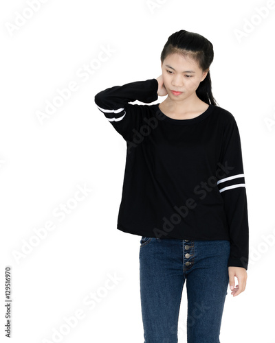 Portrait of a young beautiful asian girl. Isolated on white back