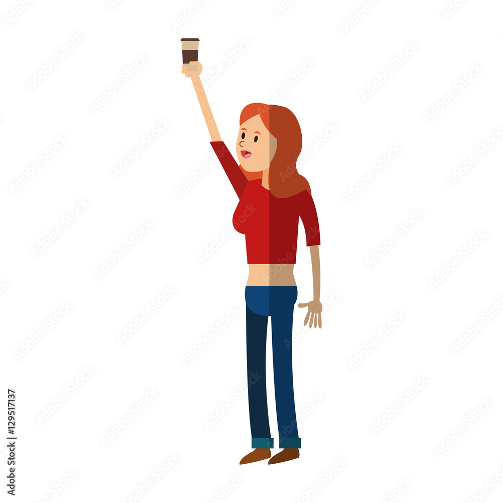Girl cartoon with coffee icon. Drink breakfast beverage and restaurant theme. Isolated design. Vector illustration Girl cartoon with coffee icon. Drink breakfast beverage and restaurant theme. Isolated design. Vector illustration