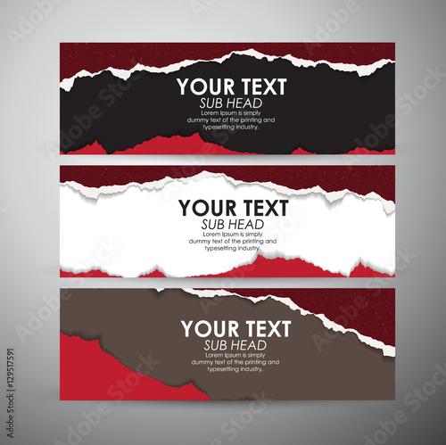 Abstract red Torn Paper with space background. Vector banners set background. 