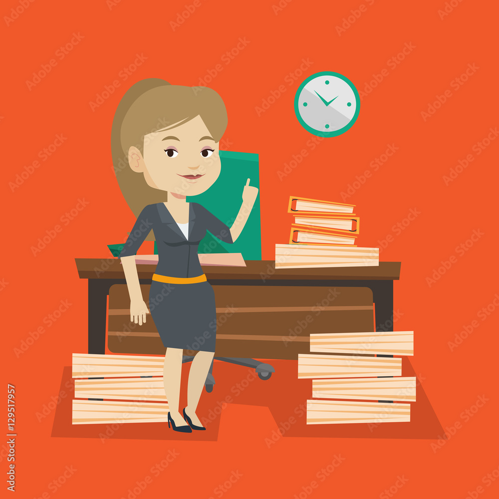 Business woman pointing up with her forefinger. Business woman pointing up with her forefinger.