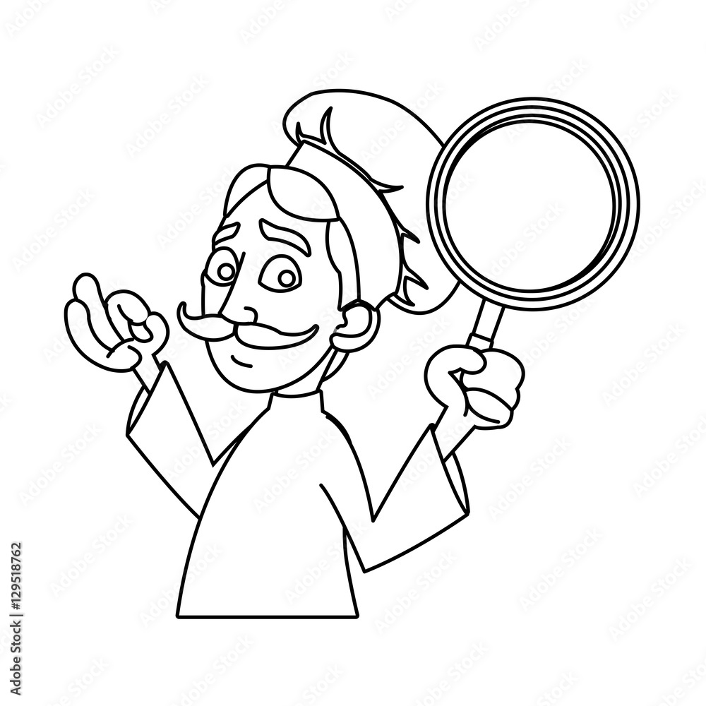 Fototapeta premium Male chef cartoon icon. Worker occupation profession and restaurant theme. Isolated design. Vector illustration