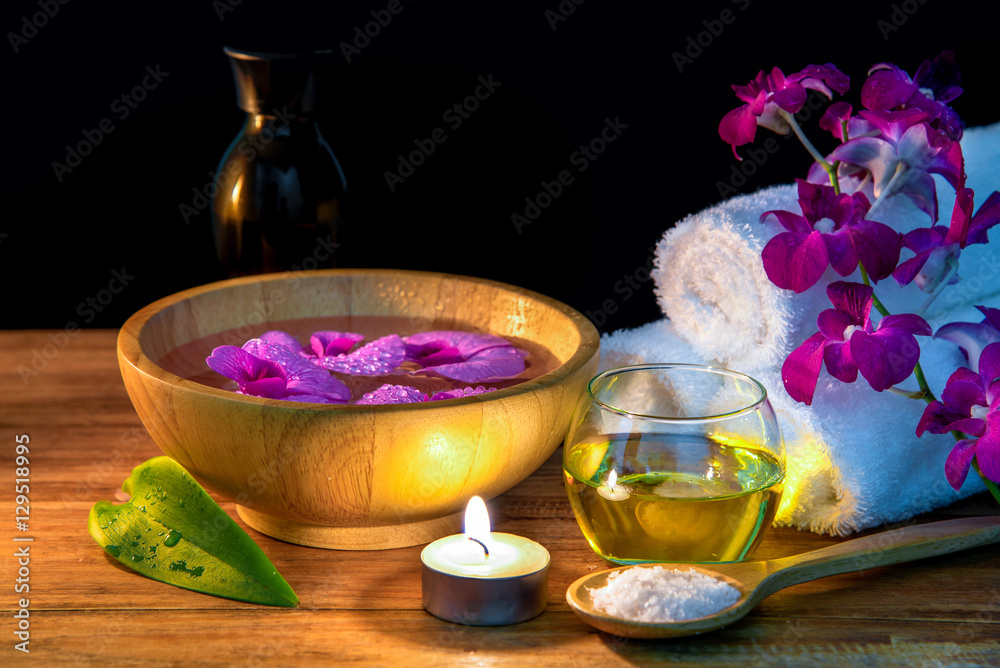 spa treatment on wooden table