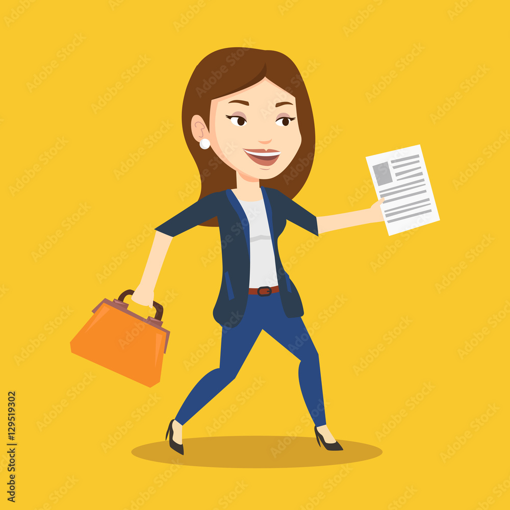 Happy business woman running vector illustration. Happy business woman running vector illustration.