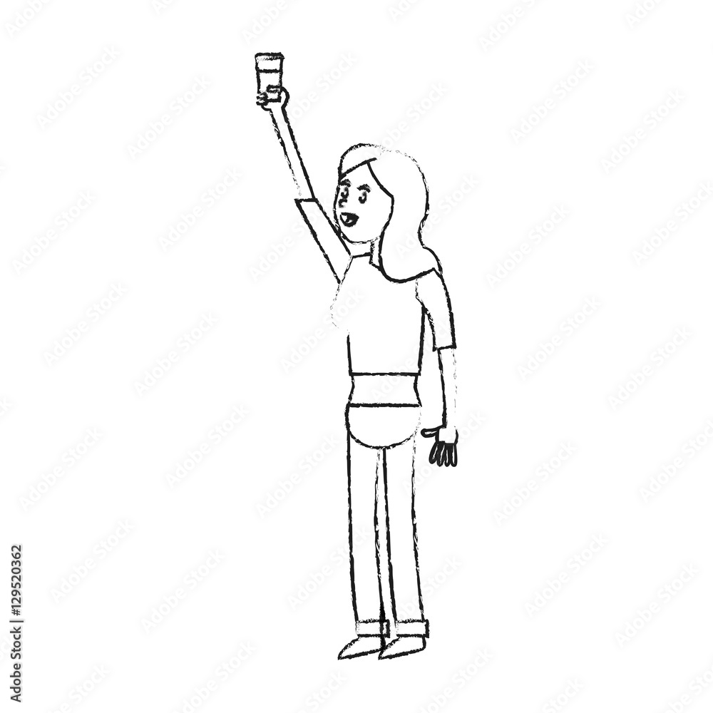 Girl cartoon with coffee icon. Drink breakfast beverage and restaurant theme. Isolated design. Vector illustration Girl cartoon with coffee icon. Drink breakfast beverage and restaurant theme. Isolated design. Vector illustration