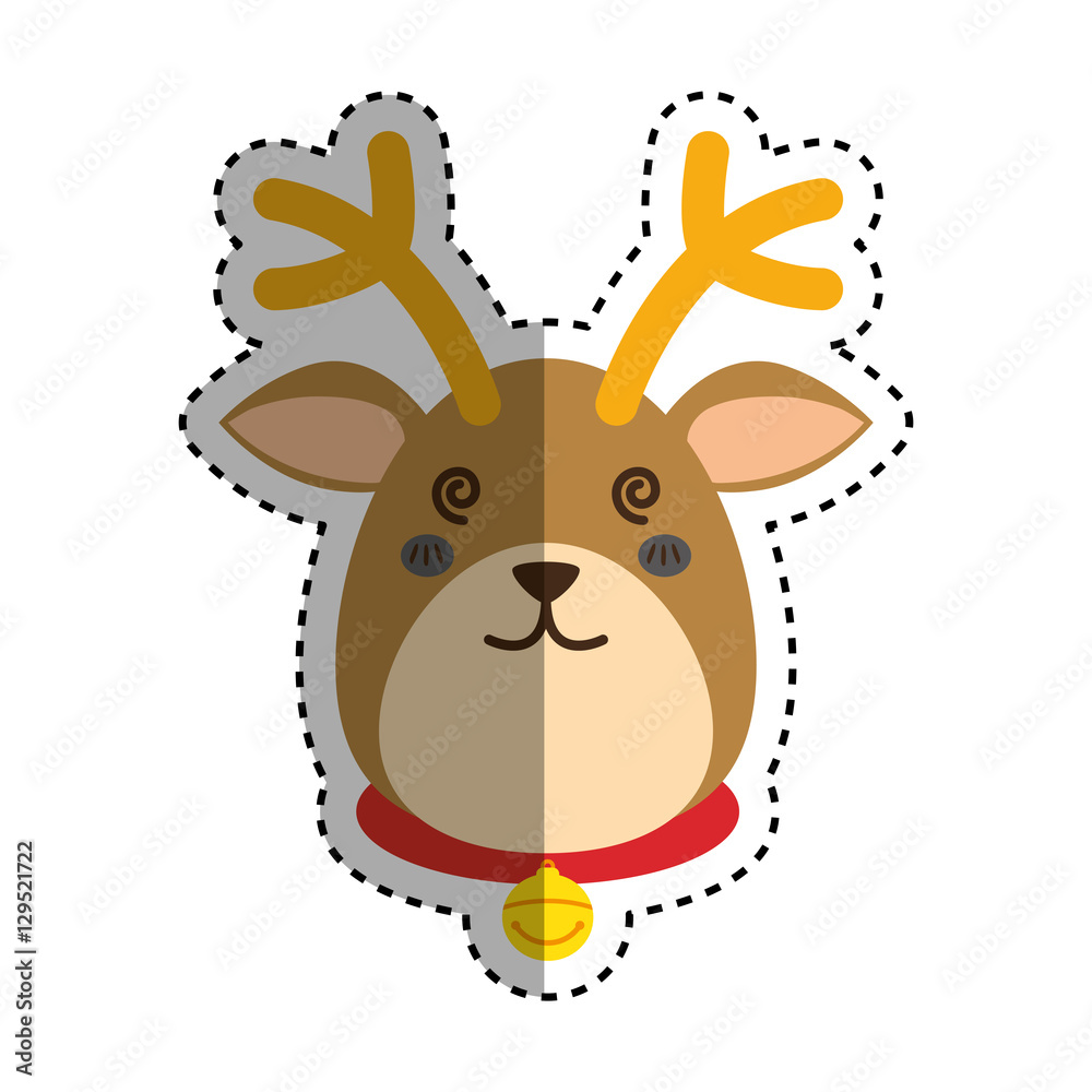 Fototapeta premium Reindeer xmas cartoon icon vector illustration graphic design