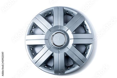 Plastic hubcap isolated on white background photo