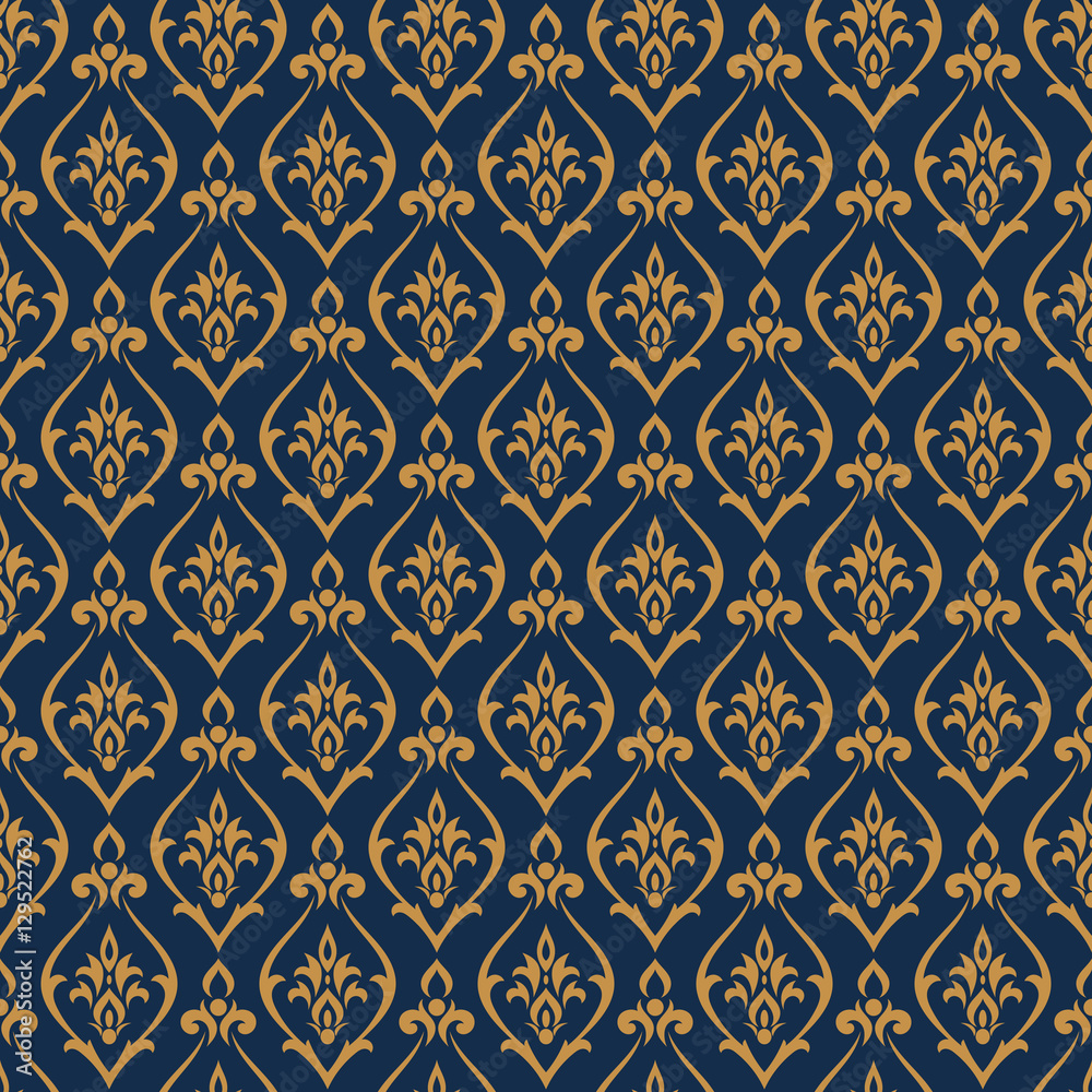 Damask pattern vector. Design print for wallpaper, fabric or wrapping paper. Abstract luxury background.