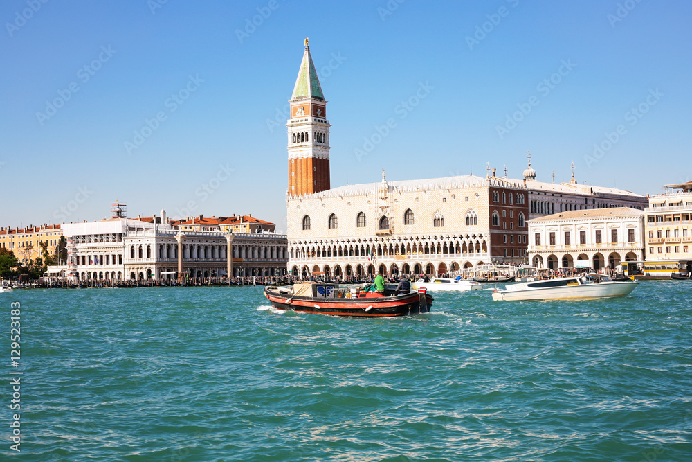 view of Doge's Palace from San Marco basin