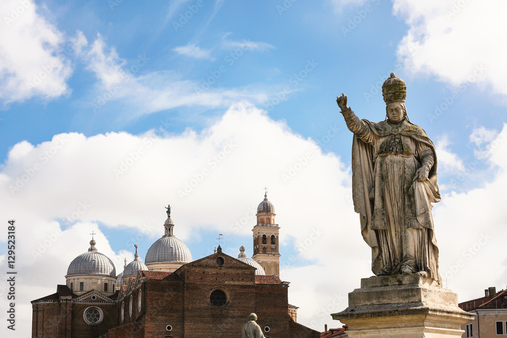 statue and Basilica of Santa Giustina in Padua