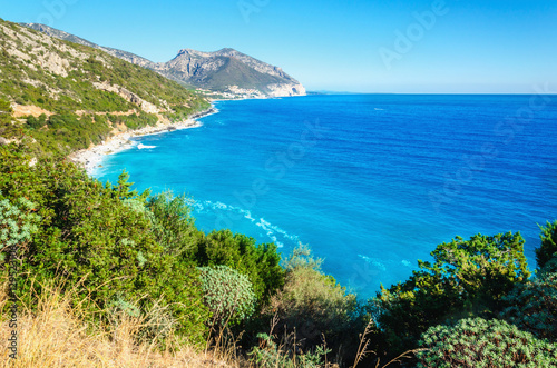 Amazing coast line Golfo di Orosei in sun  Sardinia  Italy