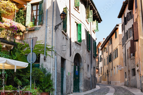 old houses on street in Verona city