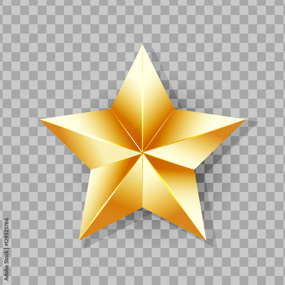 Shiny Gold Star isolated on transparent background. Vector Illustration