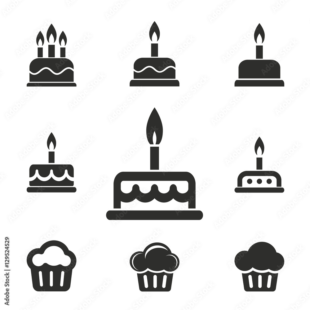Cake icon set. Cake icon set.