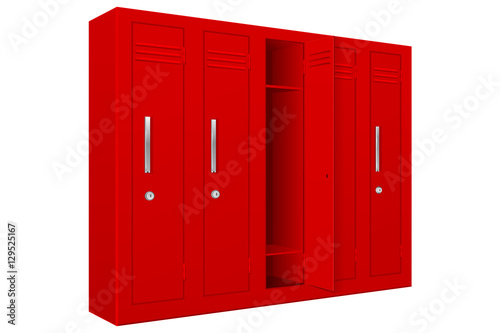 Red school lockers