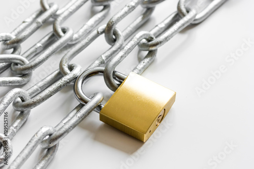 concept data protection metal chain on white background