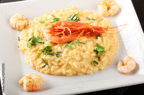 Canvas Print Risotto with scampi sauce