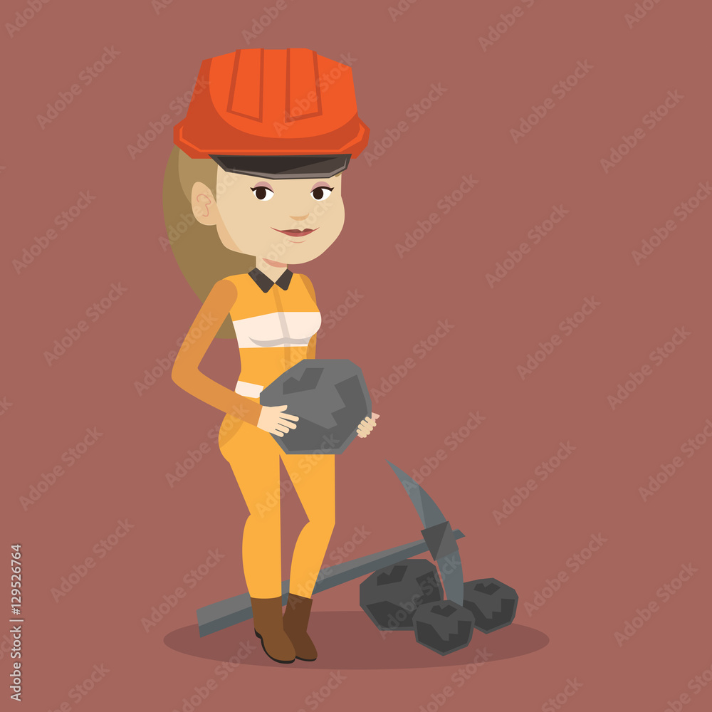 Miner holding coal in hands vector illustration. Miner holding coal in hands vector illustration.