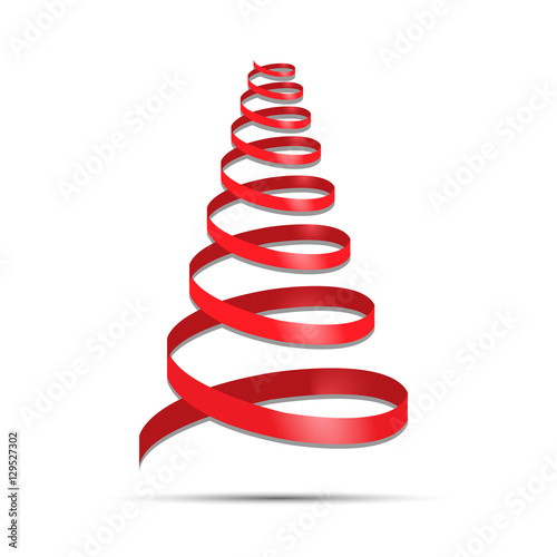 Red christmas tree in the form of a spiral. Vector illustration