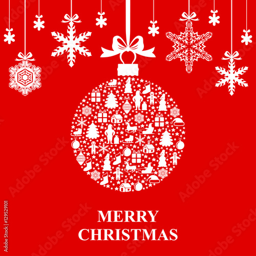 Christmas ball and snowflakes hang