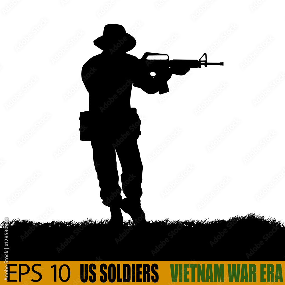 US soldier from Vietnam War era. Original silhouette
US soldier from Vietnam War era. Original silhouette