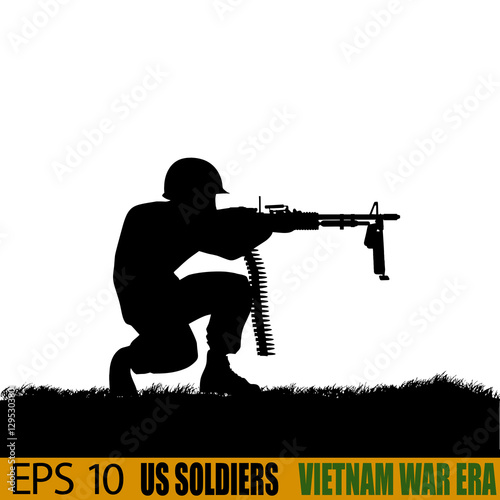 US soldier from Vietnam War era. Original silhouette 