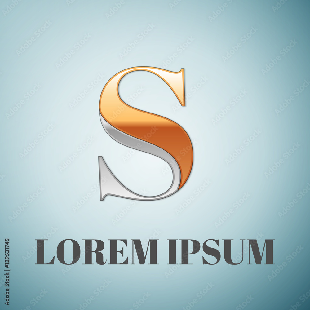 Vector graphic elegant silver and gold impossible font, symbol, alphabet, Letter S Vector graphic elegant silver and gold impossible font, symbol, alphabet, Letter S