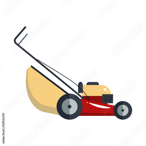Lawn mower machine icon technology equipment tool isolated on white background, gardening grass-cutter groundworks- vector stock