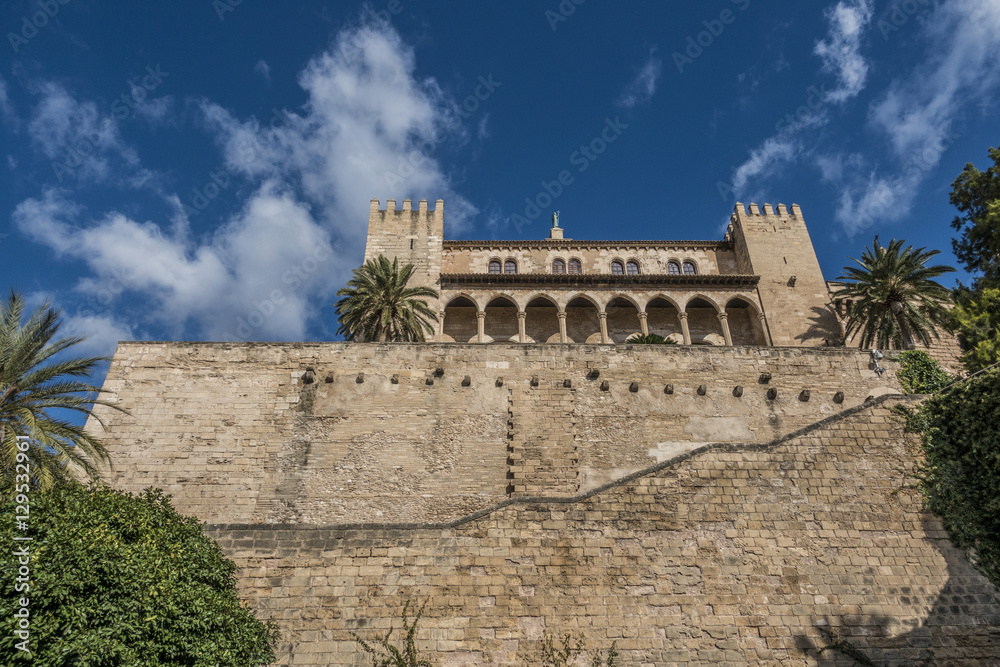SPAIN, MAJORCA,  PALMA DE MAJORCA 29-11-2016. Palace Almudaina the historic center of Palma today houses the military command and the private suites of the Spanish king when he visits the island.