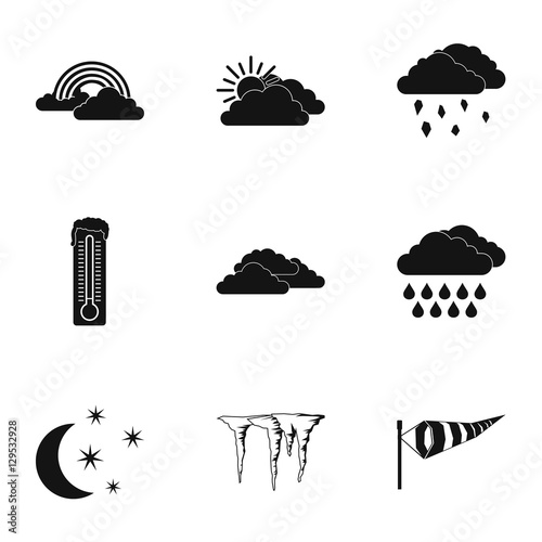 Weather icons set. Simple illustration of 9 weather vector icons for web