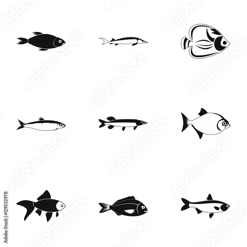 Species of fish icons set. Simple illustration of 9 species of fish vector icons for web